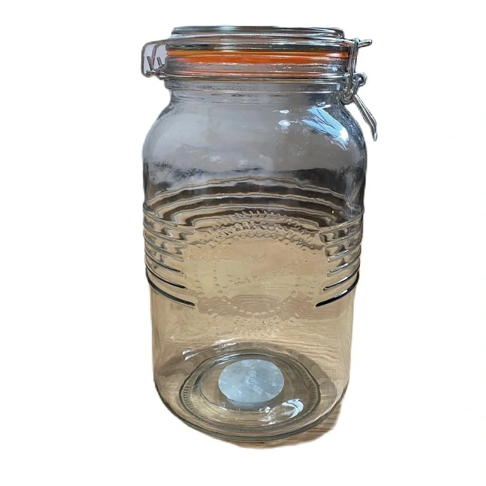 Large Glass Canister Kitchen Home Storage Lidded Barrel Clear